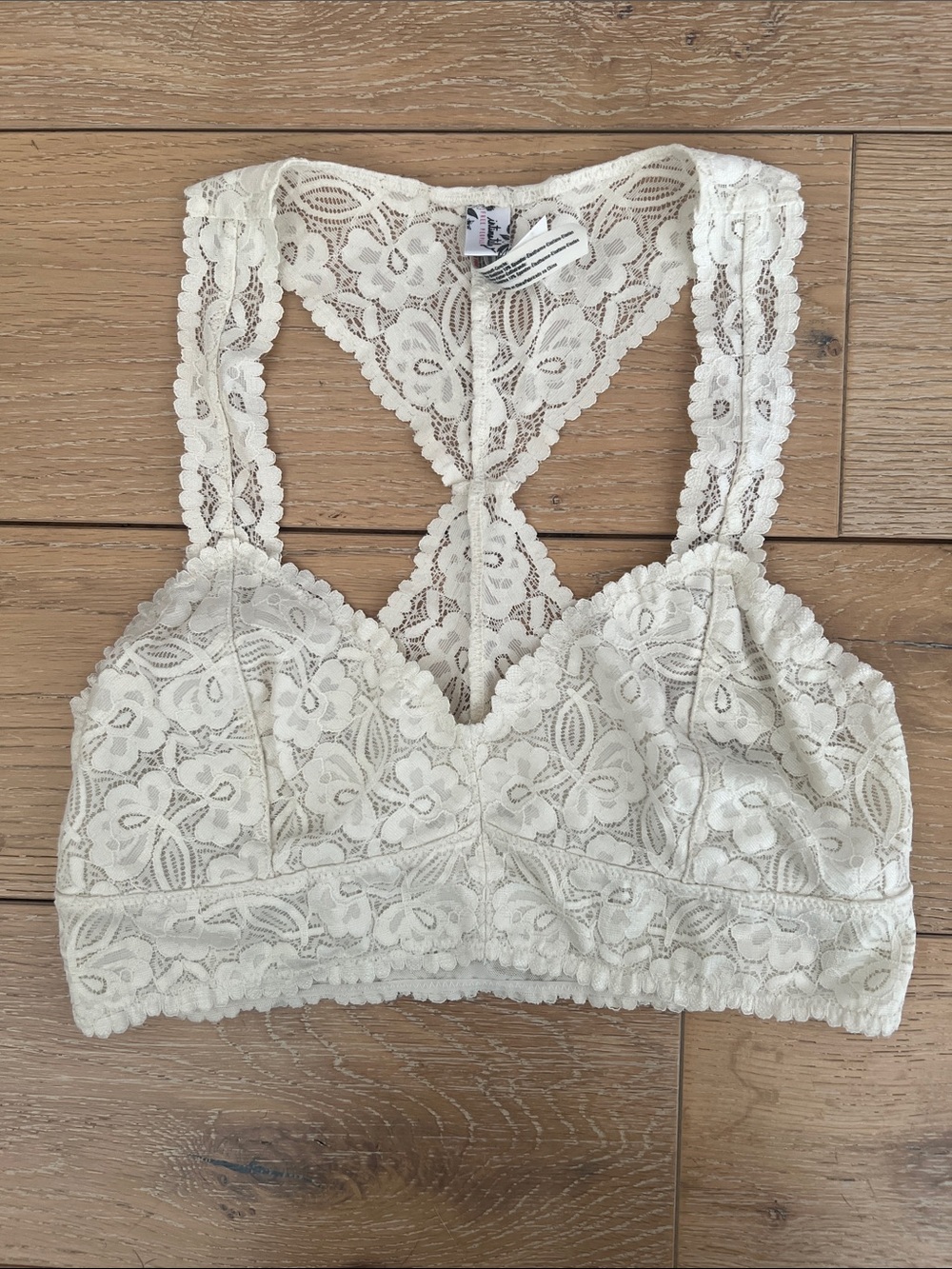 Free People Cream Lace Racerback Bralette